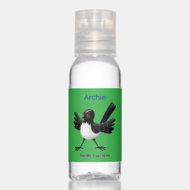 Australian Willie Wagtail cartoon personalized Hand Sanitizer (Front)