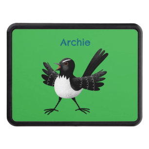 Australian Willie Wagtail cartoon personalized Hitch Cover
