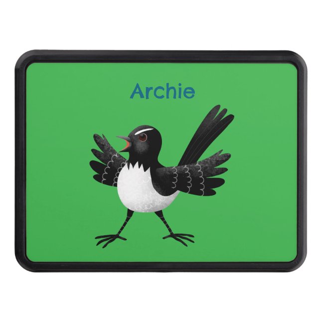 Australian Willie Wagtail cartoon personalized Hitch Cover (Front)