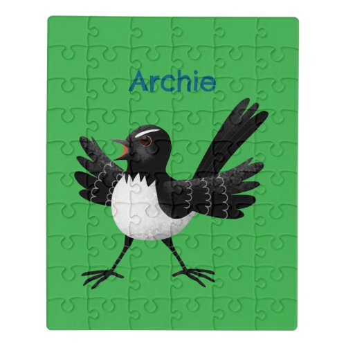 Australian Willie Wagtail cartoon personalized Jigsaw Puzzle