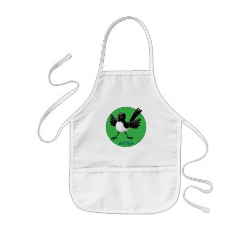 Australian Willie Wagtail cartoon personalized Kids' Apron