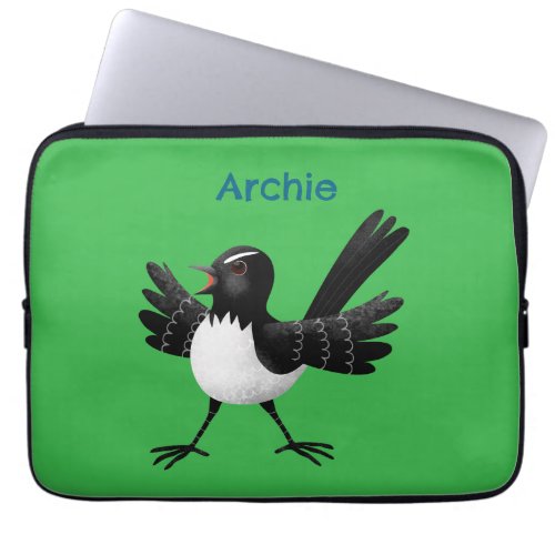 Australian Willie Wagtail cartoon personalized Laptop Sleeve