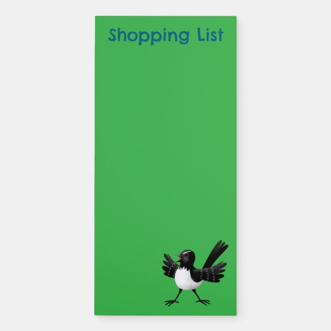 Australian Willie Wagtail cartoon personalized Magnetic Notepad (Front)