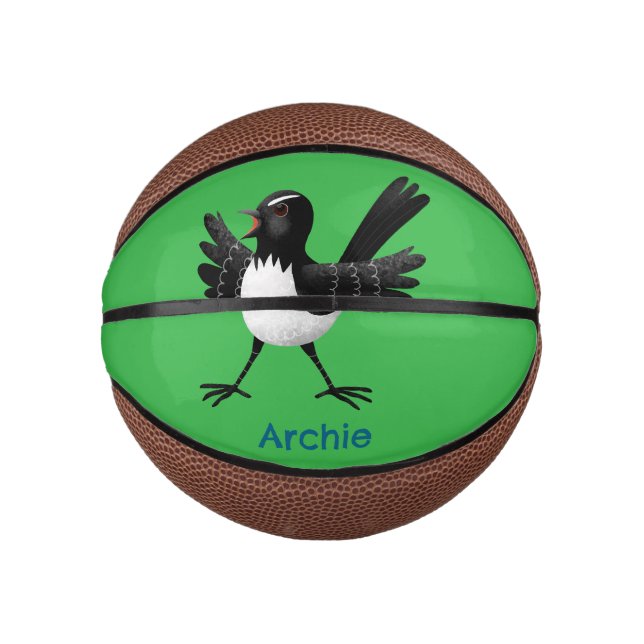 Australian Willie Wagtail cartoon personalized Mini Basketball (Front)