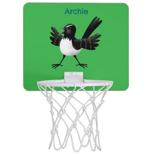 Australian Willie Wagtail cartoon personalized Mini Basketball Hoop