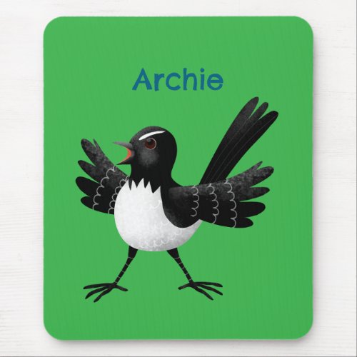 Australian Willie Wagtail cartoon personalized Mouse Pad