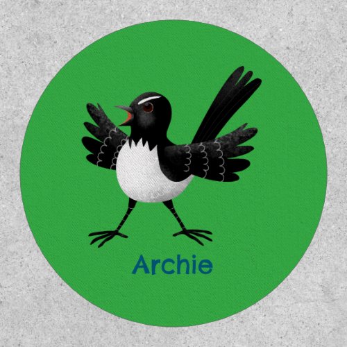 Australian Willie Wagtail cartoon personalized Patch