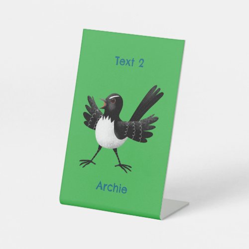 Australian Willie Wagtail cartoon personalized Pedestal Sign