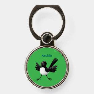 Australian Willie Wagtail cartoon personalized Phone Ring Stand