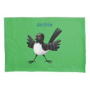 Australian Willie Wagtail cartoon personalized Pillow Case