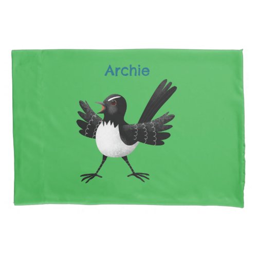 Australian Willie Wagtail cartoon personalized Pillow Case