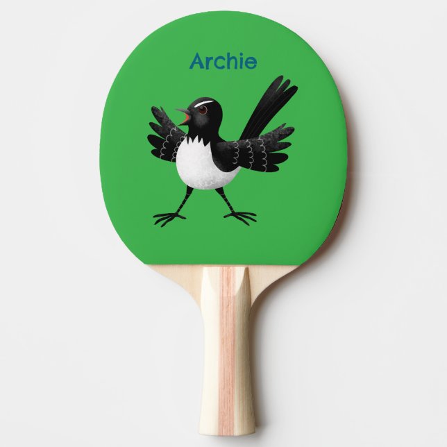 Australian Willie Wagtail cartoon personalized Ping Pong Paddle (Front)