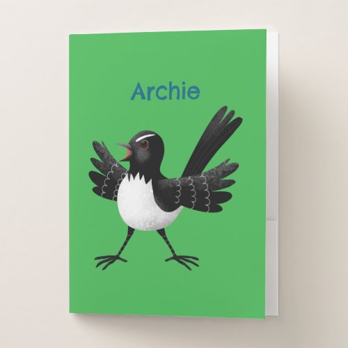 Australian Willie Wagtail cartoon personalized Pocket Folder