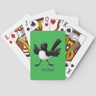 Australian Willie Wagtail cartoon personalized Poker Cards