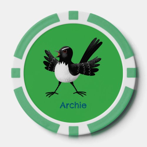 Australian Willie Wagtail cartoon personalized Poker Chips