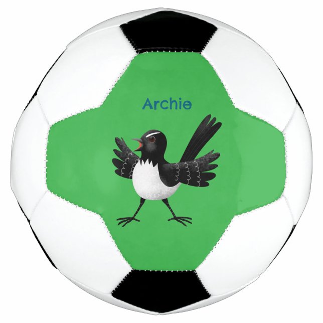 Australian Willie Wagtail cartoon personalized Soccer Ball (Front)