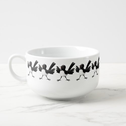 Australian Willie Wagtail cartoon personalized Soup Mug