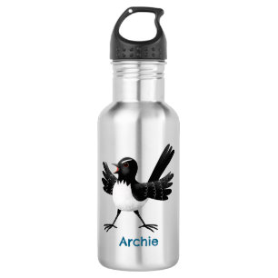 Australian Willie Wagtail cartoon personalized Stainless Steel Water Bottle