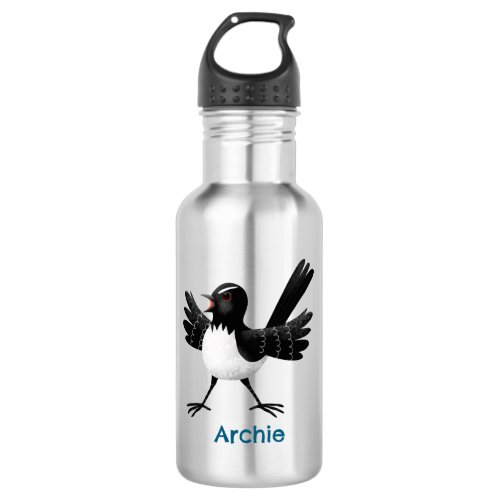 Australian Willie Wagtail cartoon personalized Stainless Steel Water Bottle