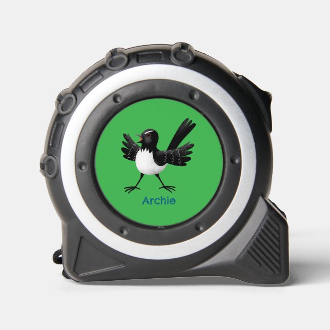 Australian Willie Wagtail cartoon personalized Tape Measure (Front)
