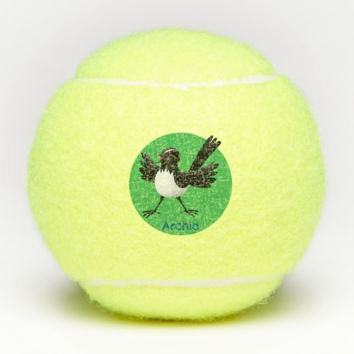 Australian Willie Wagtail cartoon personalized Tennis Balls