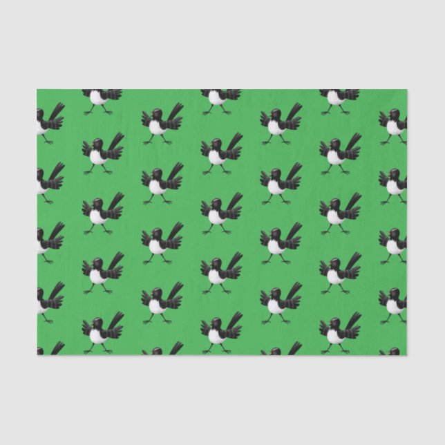 Australian Willie Wagtail cartoon personalized Tissue Paper (Front)