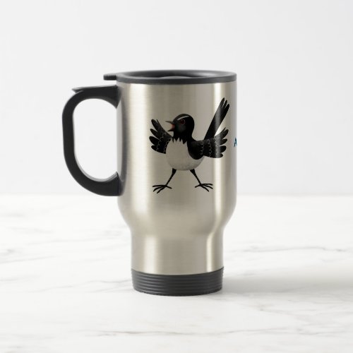 Australian Willie Wagtail cartoon personalized Travel Mug