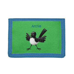 Australian Willie Wagtail cartoon personalized Trifold Wallet