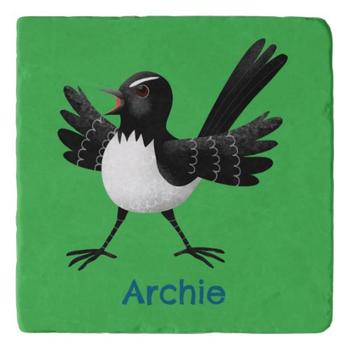 Australian Willie Wagtail cartoon personalized Trivet