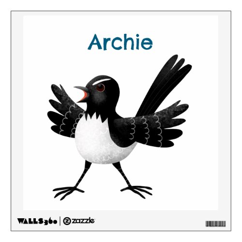 Australian Willie Wagtail cartoon personalized Wall Decal