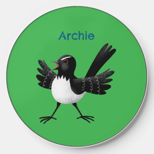 Australian Willie Wagtail cartoon personalized Wireless Charger