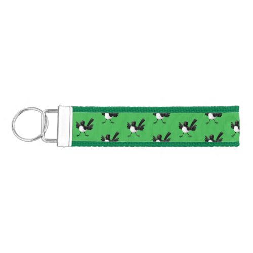 Australian Willie Wagtail cartoon personalized Wrist Keychain