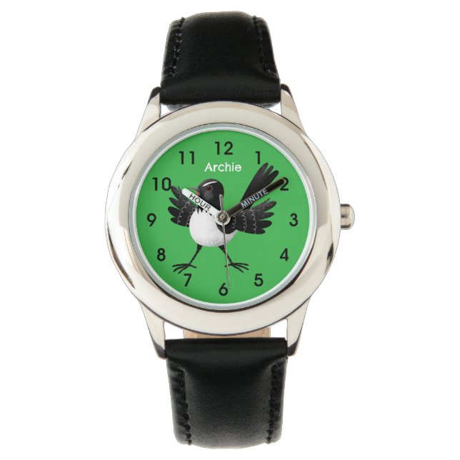 Australian Willie Wagtail cartoon  Watch (Front)