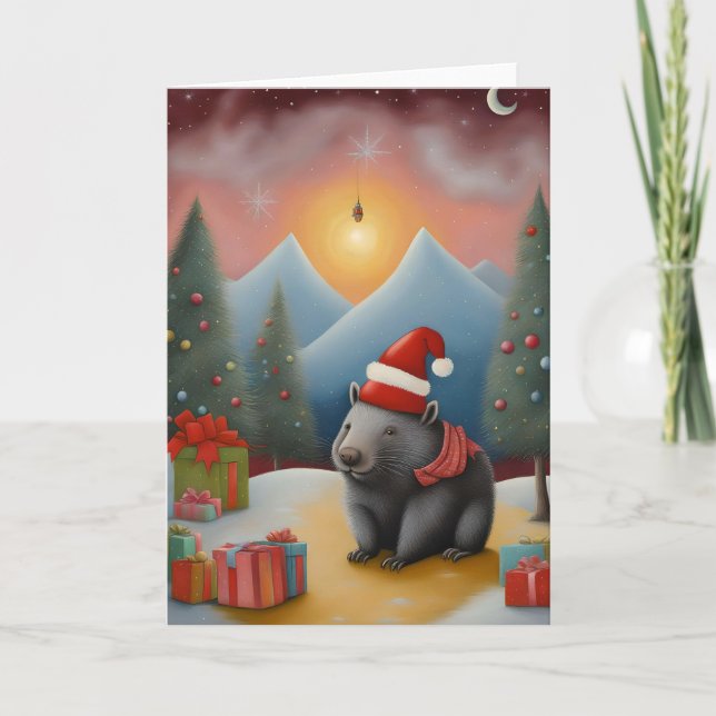Australian wombat Christmas  Card (Front)