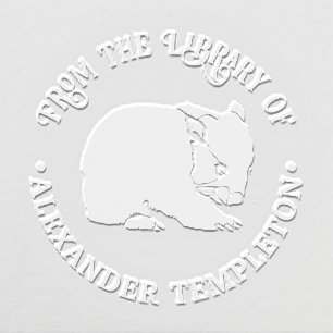 Australian Wombat Silhouette Library Book Name Embosser
