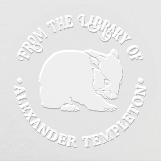 Australian Wombat Silhouette Library Book Name Embosser (Design)