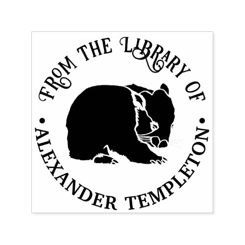 Australian Wombat Silhouette Library Book Name Self_inking Stamp