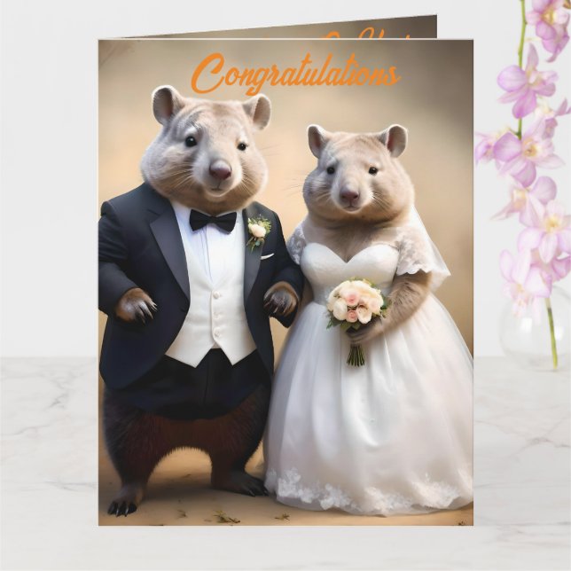 Australian Wombat Wedding,  Card (Orchid)