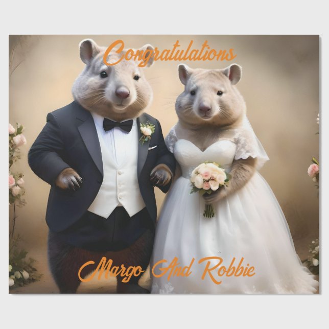 Australian Wombat Wedding,  Wrapping Paper (Flat)