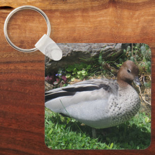 Australian Wood Duck in Tranquil Garden Keychain