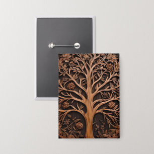 Australian Woodlands: 3D Warah Tree Wood Print, Button