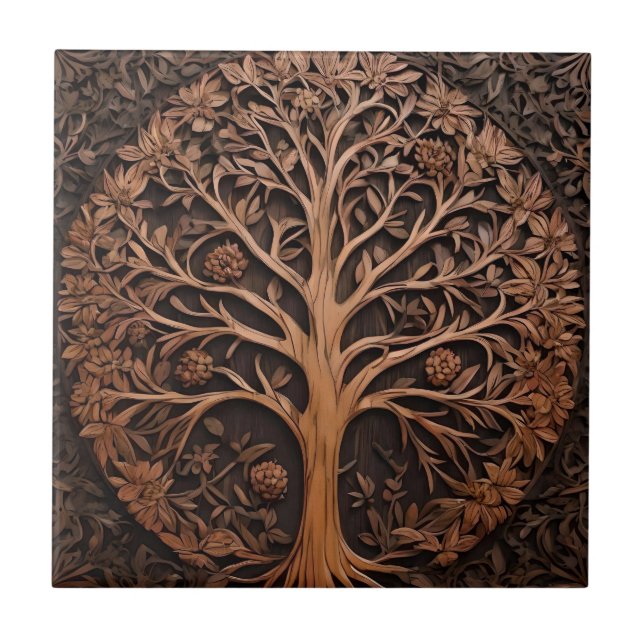Australian Woodlands: 3D Warah Tree Wood Print, Ceramic Tile (Front)