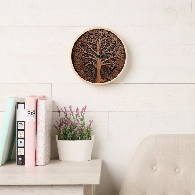 Australian Woodlands: 3D Warah Tree Wood Print, Clock (Reading Room)