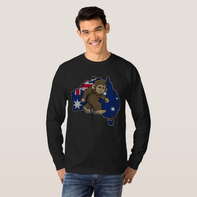 Australian Yowie Bigfoot Australia Flag Squatch T-Shirt (Front Full)