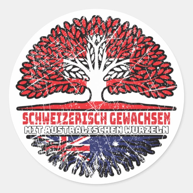 Australien Australisch Schweizer Schweiz Baum Classic Round Sticker (Front)