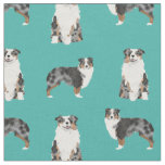Austrarlian Shepherd blue merle dog turquoise Fabric