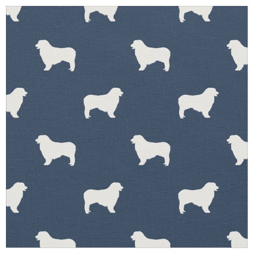 Austrarlian Shepherd dog navy blue silhouette Fabric