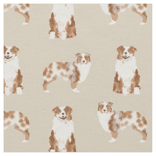 Austrarlian Shepherd red merle dog tan Fabric