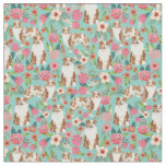 Austrarlian Shepherd red merle vintage florals Fabric