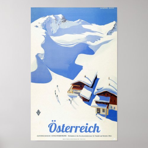  Austria 1940stoday winter holiday journey Po Poster